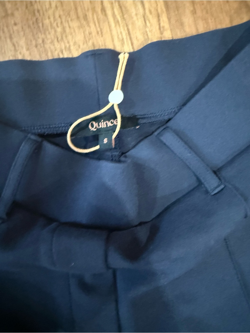 Quince Dark Navy Mid-Rise Flared Trousers - Picture 2 of 3